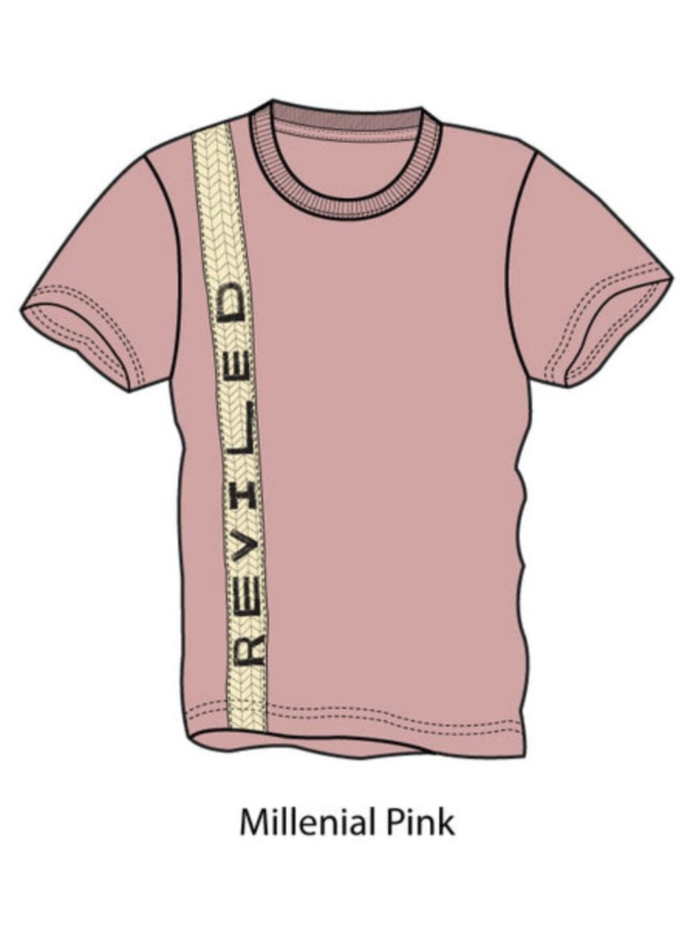 REVILED Twill Logo Organic Cotton Unisex Tee Millennial Pink S-XL